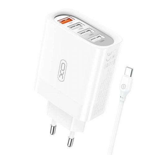 Fali töltő XO L110 USB-C kábellel, 18W (fehér)