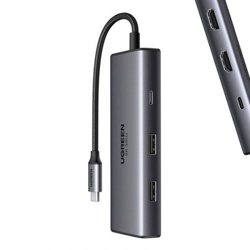 UGREEN CM498 6 az 1-ben adapter USB-C - 2x USB-A 3.0, USB-C 3.0, 2xHDMI, PD