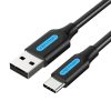 Kábel USB-A 2.0 USB-C Vention COKBC 3A 0,25m (fekete)