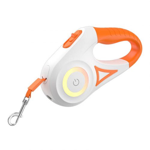 Rojeco Dog Automatic Leash LED 5 m (white and orange)