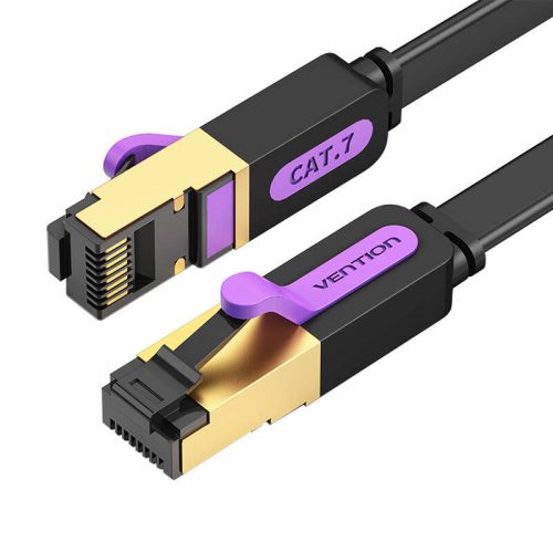 Lapos hálózati kábel UTP CAT7 Vention ICABN RJ45 Ethernet 10Gbps 15m Fekete 15m Fekete