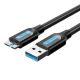 Lapos USB 3.0 A-Micro-B kábel Vention COPBH 2A 2m Fekete