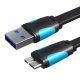 Lapos USB 3.0 A-Micro-B kábel Vention VAS-A12-B100 1m Fekete