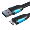 Lapos USB 3.0 A-Micro-B kábel Vention VAS-A12-B200 2m Fekete