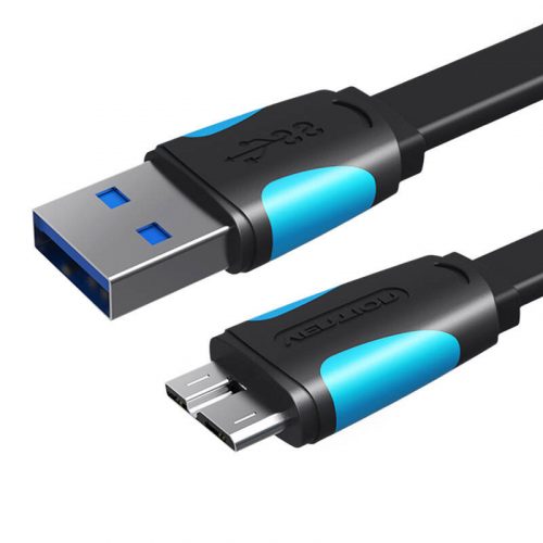 Lapos USB 3.0 A-Micro-B kábel Vention VAS-A12-B150 1,5m Fekete