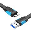 Flat USB 3.0 A to Micro-B cable Vention VAS-A12-B150 1.5m Black