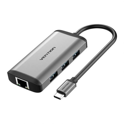 Dokkoló állomás 6 az 1-ben USB-C do HDMI, 3x USB3.0, RJ45, PD Vention CNCHB 0,15m szürke