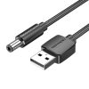 Tápkábel USB 2.0 és DC 5.5mm hordócsatlakozó 5V Vention CEYBD 0,5m (fekete)