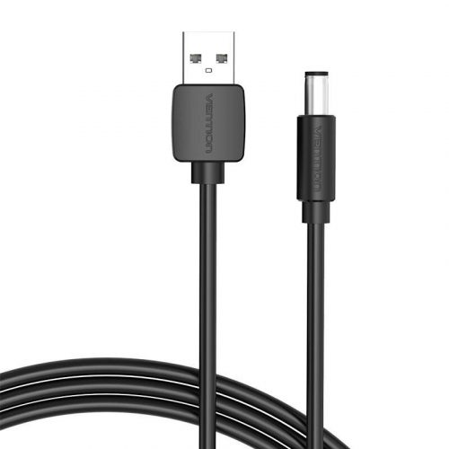 Tápkábel USB 2.0 és DC 5,5 mm-es hüvelyes csatlakozó 5V Vention CEYBG 1,5m (fekete)