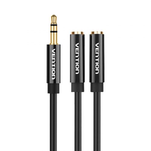 Audio Splitter 3.5mm Male to 2x 3.5mm Female Vention BBSBY 0.3m Fekete