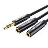 Audio Splitter 3.5mm Male to 2x 3.5mm Female Vention BBSBY 0.3m Fekete