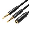 Audio kábel 2x 3,5mm férfi 3,5mm női Vention BBUBY 0,3m Fekete