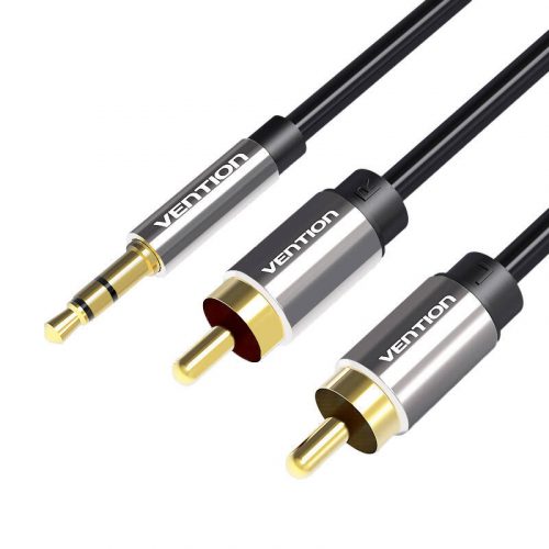 Kábel Audio 3,5 mm-es férfi 2x RCA férfi Vention BCFBH 2m fekete