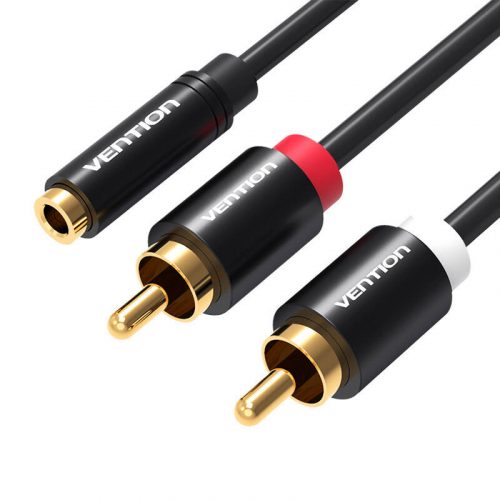 Kábel Audio 3.5mm Female to 2x Male RCA Vention VAB-R01-B150 1,5m Fekete