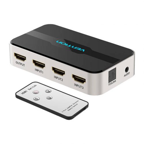 HDMI Switcher 3 in 1 out Vention AFJH0 4K hangszeparációval (szürke)