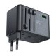 Többfunkciós utazó fali töltő Acefast Z1, 2xUSB-A, 3xUSB-C, GaN, 67W, US/EU/UK/AU (fekete)