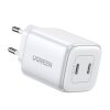 UGREEN Nexode hálózati töltő, 2x USB-C, PD3.0, QC4.0, GaN, 45W (fehér)