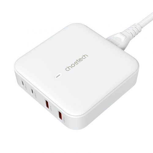 Deskop charger Choetech PD8008,  2x USB-C, 2x USB-A, GaN, 100W (white)