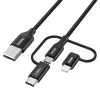 Kábel Choetech IP0030, MFi 3in1, USB-A/Lightning/Micro USB/USB-C, 5V, 1,2m (fekete)