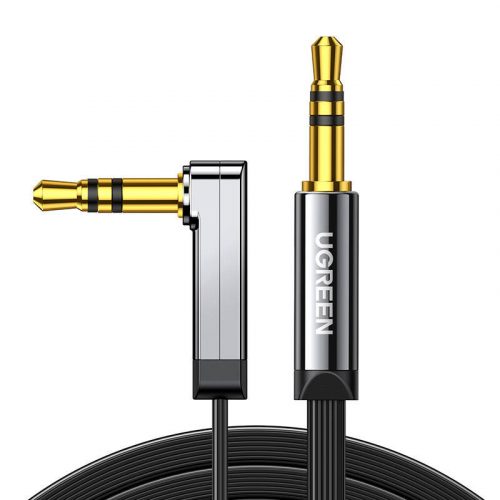 UGREEN AV119 Mini jack 3.5mm AUX könyök kábel, lapos , 5m (fekete)