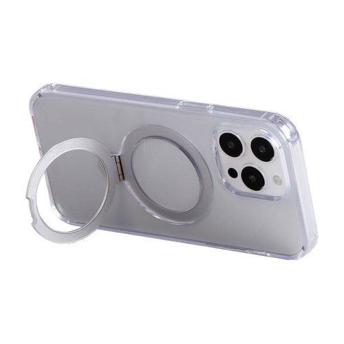 Magnetic protective phone case with holder Joyroom JR-BP004 for iPhone 15 Pro (transparent)