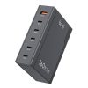 Univerzális fali töltő Budi 350, GaN PD+ QC3.0, 5xUSB-C+1xUSB-A, 160W US/UK/EU (fekete)