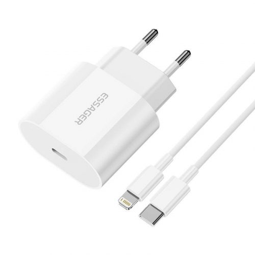 Charger USB-C 20W Essager with USB-C to Lightning cable (white)