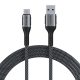 USB-A 3.1 és USB-C közötti gyors töltőkábel Lention CB-ACE-6A1M, 6A, 10Gbps, 1m (fekete)