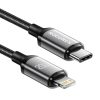 Gyorstöltő kábel Rocoren USB-C Lightning Retro sorozat 1m (szürke)