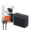 Mcdodo CH-5072 USB-A*2, 12W power charger + USB-A to USB-C cable (black)