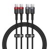 Cable Baseus Cafule USB-C to USB-C 100W,1m, 2psc (Red Black, Grey Black)