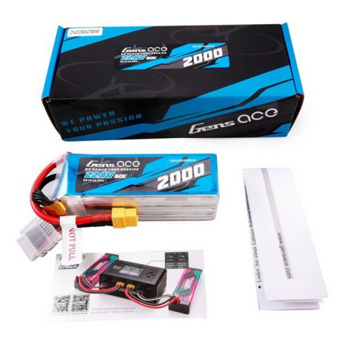 Gens ace 2000mAh 22.8V 60C 6S1P nagyfeszültségű Lipo akkumulátor csomag XT60 dugóval