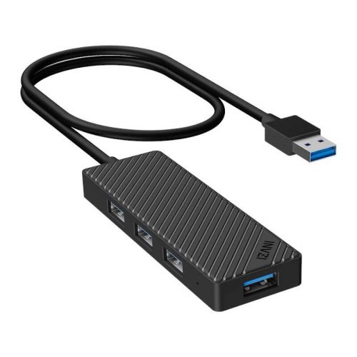 Adapter Hub 4 az 1-ben, INVZI, MH04, 4x USB 3.0 (fekete)