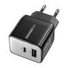 Fali töltő, Essager, ECT33W-LJB01-Z, GaN, 1xUSB-A, 1xUSB-C, 33W (fekete)