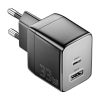 Fali töltő, Essager, ECT33W-LJB01-Z, GaN, 1xUSB-A, 1xUSB-C, 33W (fekete)