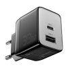 Fali töltő, Essager, ECT33W-LJB01-Z, GaN, 1xUSB-A, 1xUSB-C, 33W (fekete)