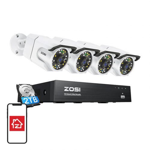 IP kamera ZOSI C105 4 db WiFi 8MP + NVR 8ch + 2TB HDD