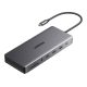 USB-C hub Ugreen CM681 4x USB, 2x HDMI, DisplayPort, RJ45, SD/TF, AUX, PD 100W (szürke)