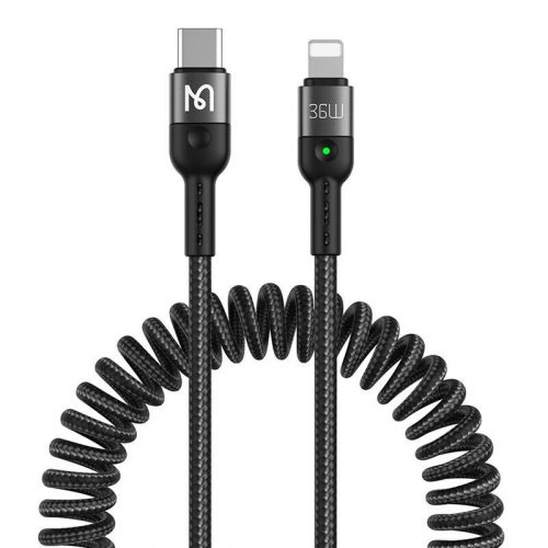 Mcdodo CA-1960 USB-C to Lightning spring cable, 36W, 1.8m (black)