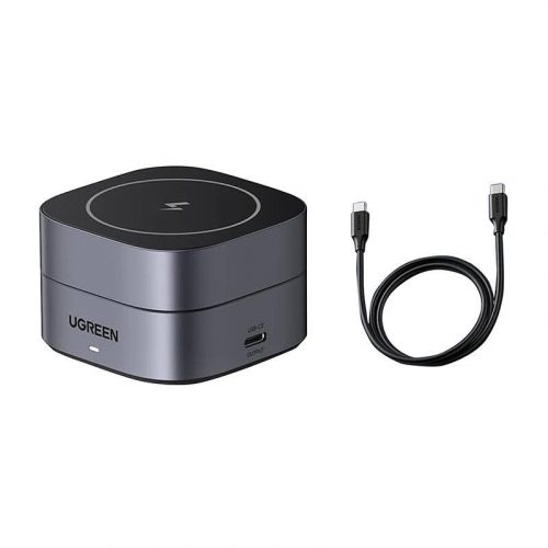 Qi induktív töltő 2in1 iPhone-hoz, AirPods Ugreen W256, 20W (fekete) + USB-C USB-C kábel 1m