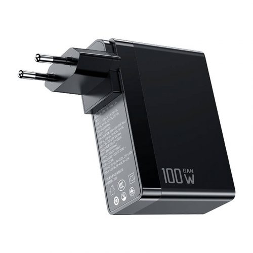 GaN Mcdodo CH-8101 Pro univerzális UK/US/EU utazási töltő/adapter, 100W, 2xUSB-C, USB-A (fekete)