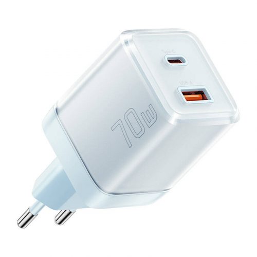 Fali töltő Yueqi 70W GaN USB-C + USB-A (kék)