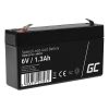 Maintenance-free AGM VRLA Battery Green Cell AGM13 6V 1.3Ah (for alarm system, cash register, toy)