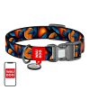 Waudog "Oranges" nylon dog collar with QR code, size XL